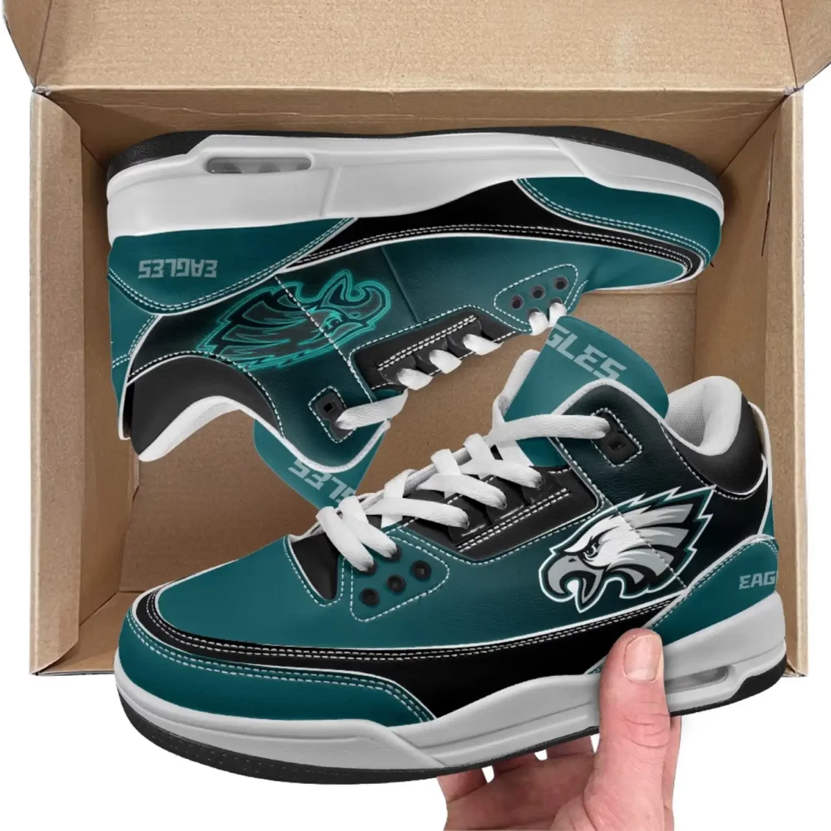 Custom Philadelphia Eagles NFL Team AJ3 Sneakers | Eagles Football Team Unisex Adult Shoes Cool Kiddo 18