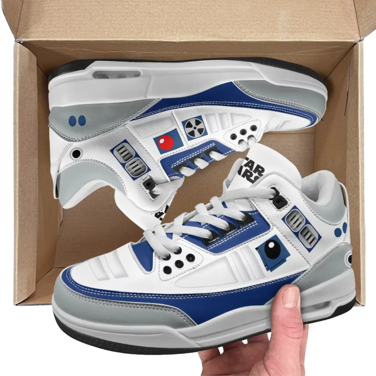 Custom R2D2 STAR WARS Sneakers | Air Cushion High-Top Graphic Shoes for Youth/Adult Cool Kiddo 16