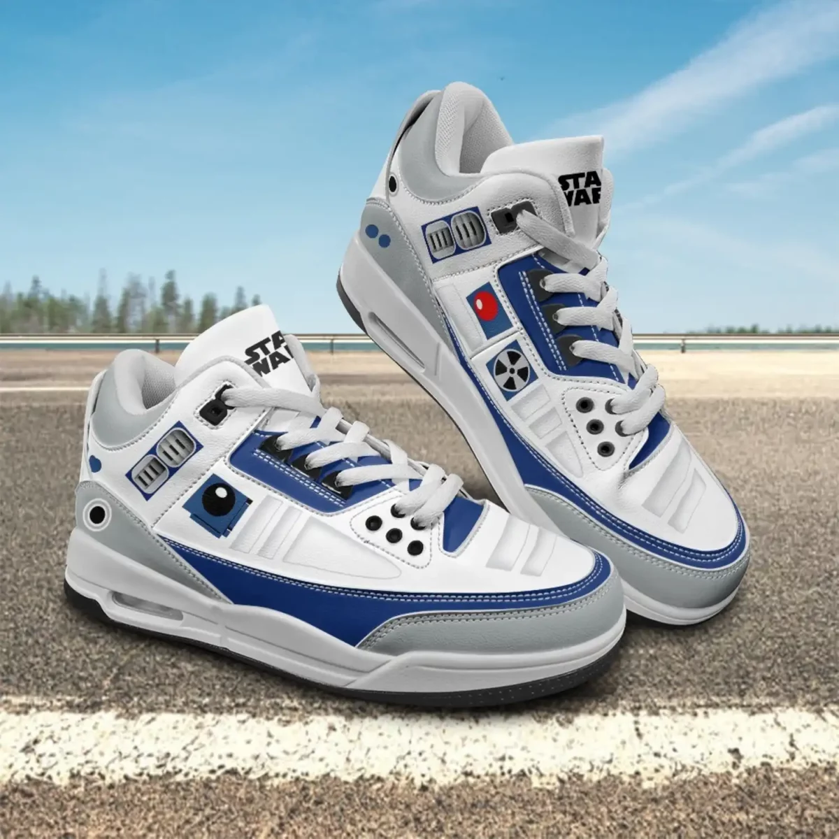 Custom R2D2 STAR WARS Sneakers | Air Cushion High-Top Graphic Shoes for Youth/Adult Cool Kiddo 18