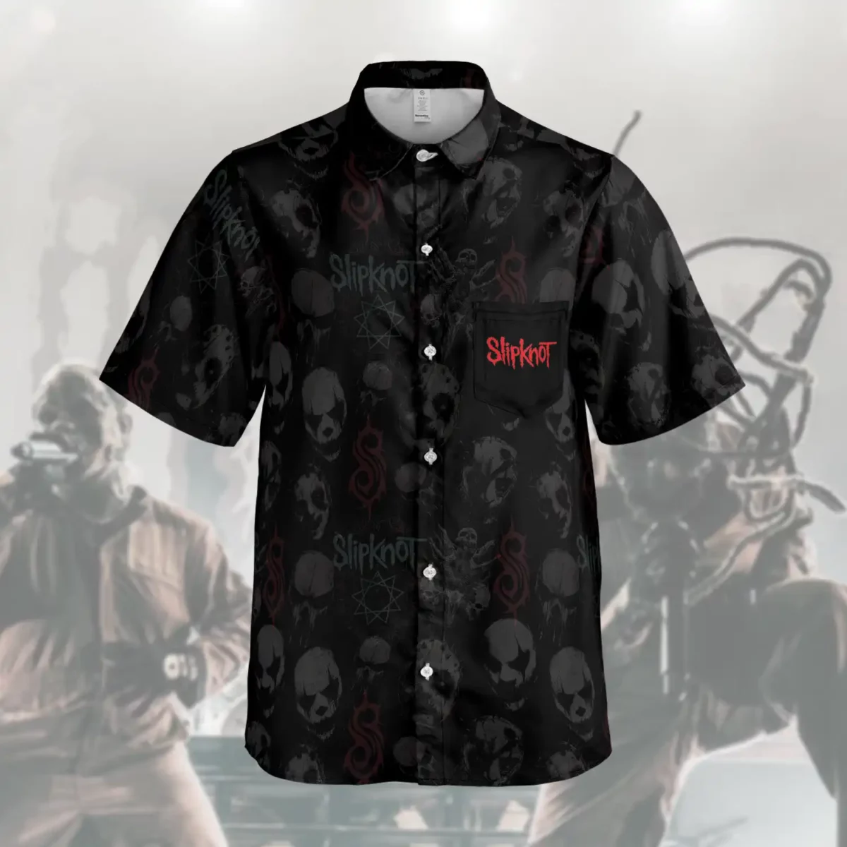 Custom Slipknot Graphic Button-Down Shirt for men. Casual Gift for Metal Fans Cool Kiddo 16