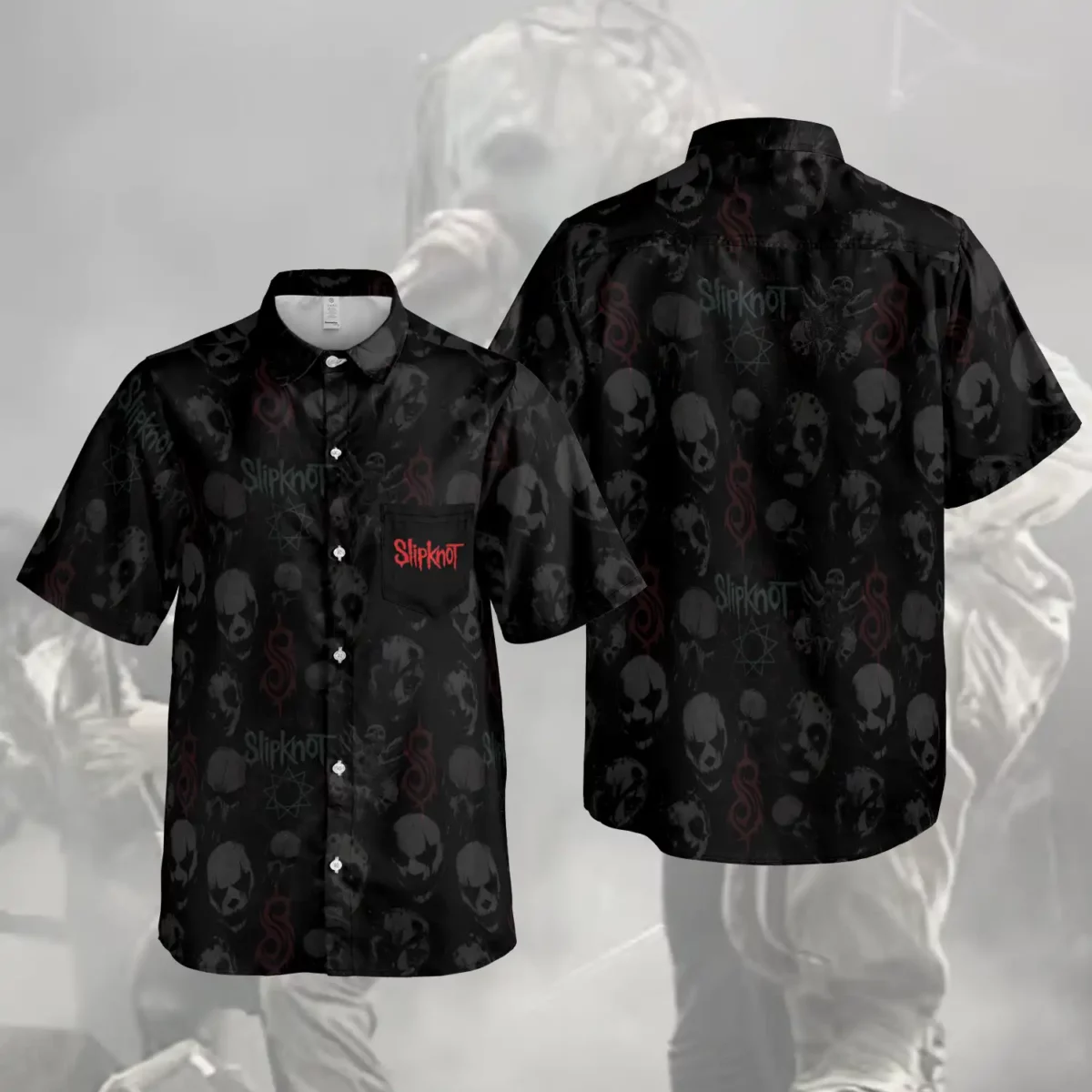 Custom Slipknot Graphic Button-Down Shirt for men. Casual Gift for Metal Fans Cool Kiddo 20