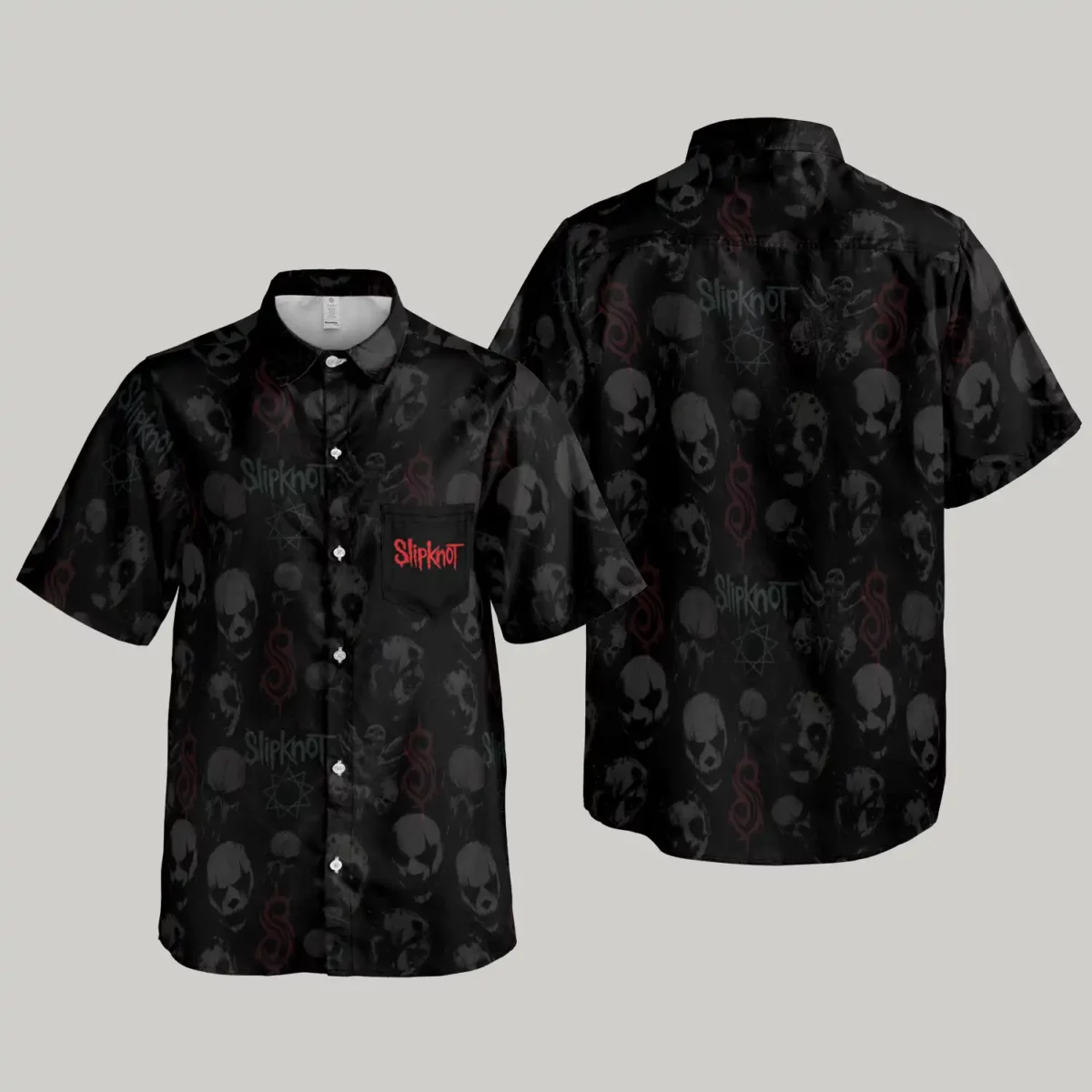 Custom Slipknot Graphic Button-Down Shirt for men. Casual Gift for Metal Fans Cool Kiddo 12