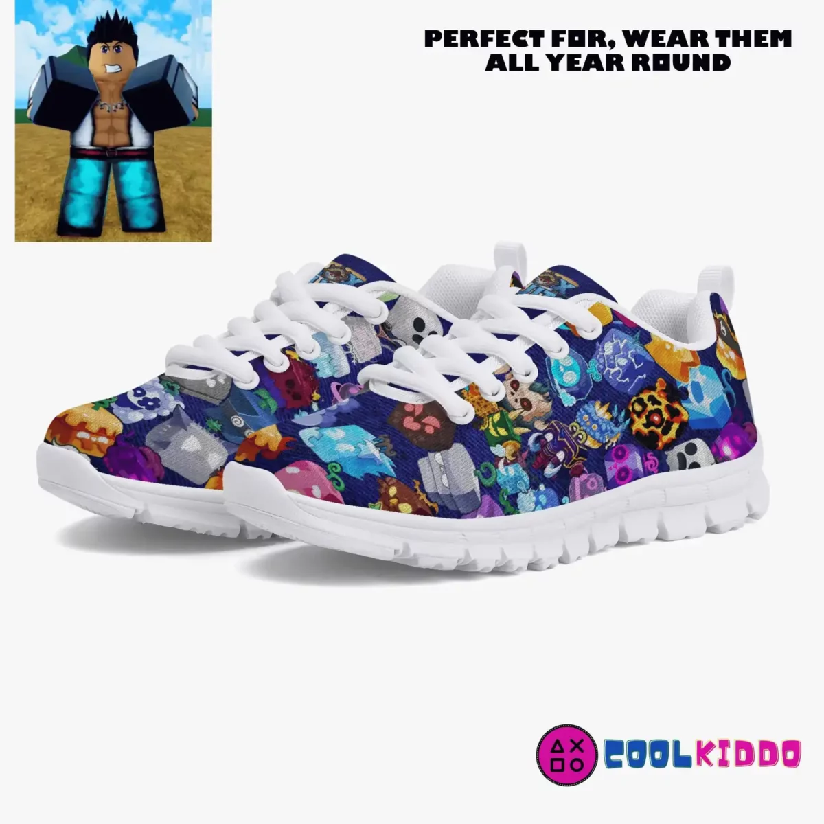 ROBLOX BLOX FRUITS Videogame Graphic Shoes for Kids | Lightweight Mesh Sneakers Cool Kiddo 18