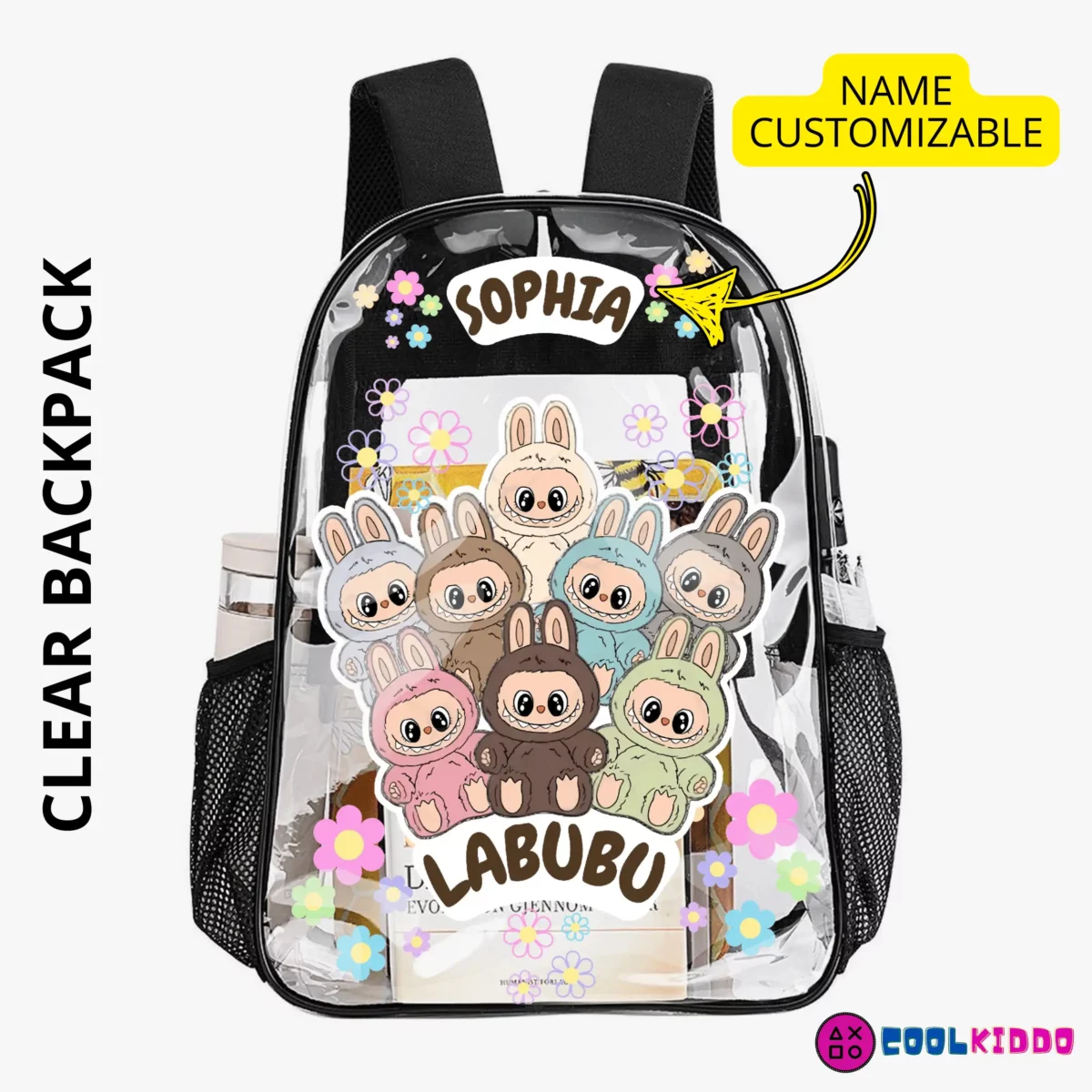 LABUBU "The Monsters" Transparent Backpack for School - 17" Clear Statement Piece