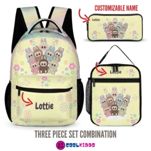 LABUBU "The Monsters" Collectible 3-Piece Set - Personalized Backpack, Lunch Bag & Pencil Case