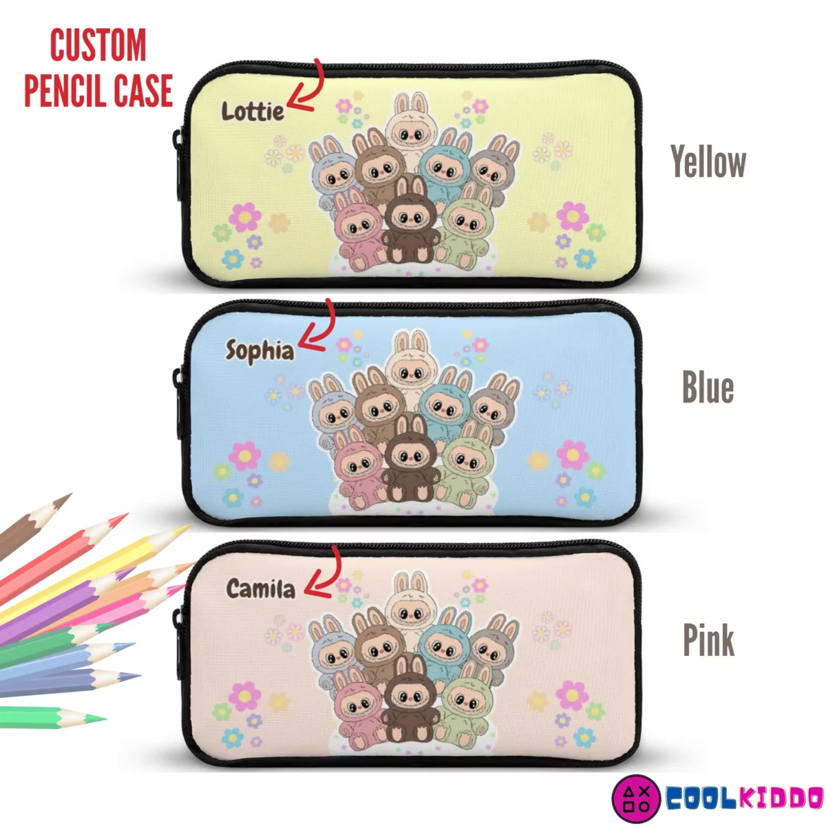 LABUBU "The Monsters" Collectible 3-Piece Set - Personalized Backpack, Lunch Bag & Pencil Case
