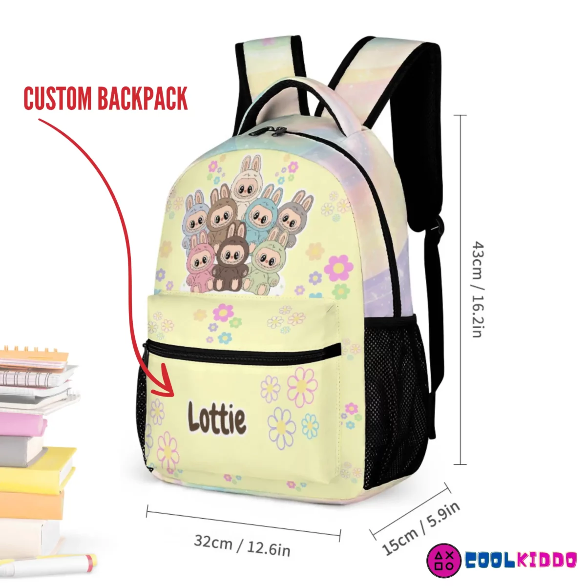 LABUBU "The Monsters" Collectible 3-Piece Set - Personalized Backpack, Lunch Bag & Pencil Case