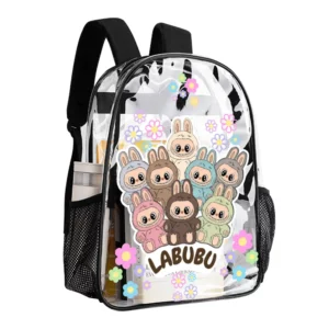 LABUBU "The Monsters" Transparent Backpack for School - 17" Clear Statement Piece