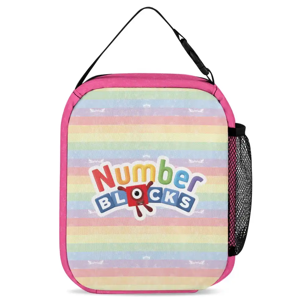 Number Blocks 3-Piece School Set – Backpack, Lunch Bag & Pencil Case (Pink)