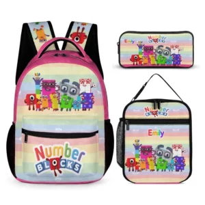 Number Blocks 3-Piece School Set – Backpack, Lunch Bag & Pencil Case (Pink) Cool Kiddo 10