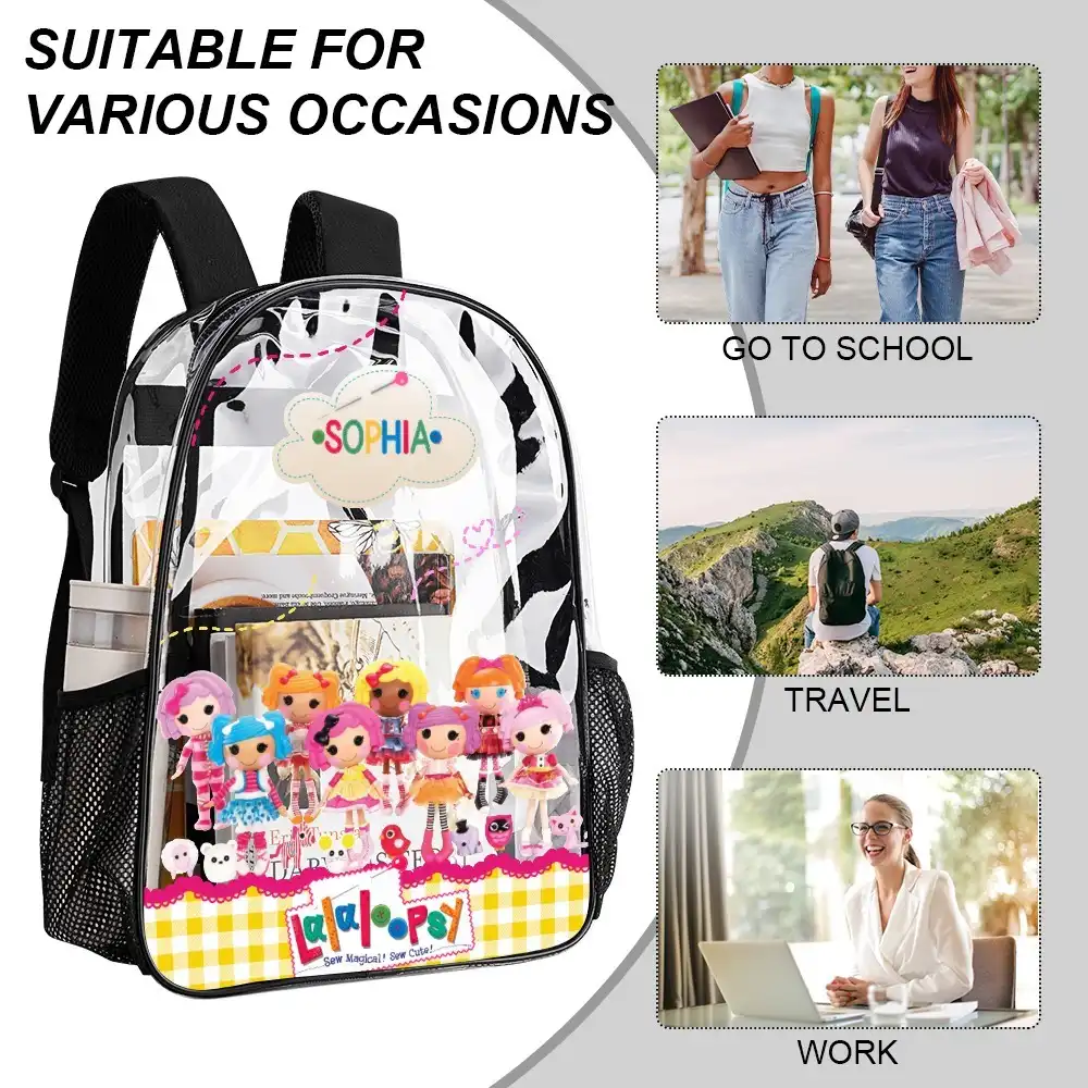 Lalaloopsy Clear Backpack – 17" Whimsical Transparent School Bag