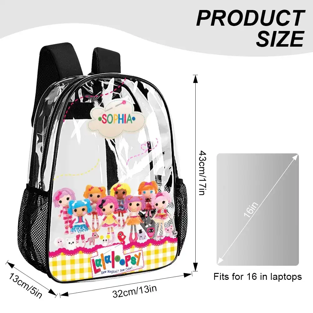 Lalaloopsy Clear Backpack – 17" Whimsical Transparent School Bag