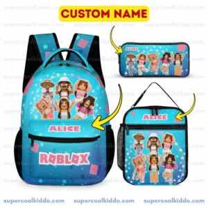 Personalized Roblox Star Girl 3-Piece Backpack Set β Custom Name School Bag, Lunch Box & Pencil Case Cool Kiddo Personalized Roblox Star Girl 3-Piece Backpack Set β Custom Name School Bag, Lunch Box & Pencil Case