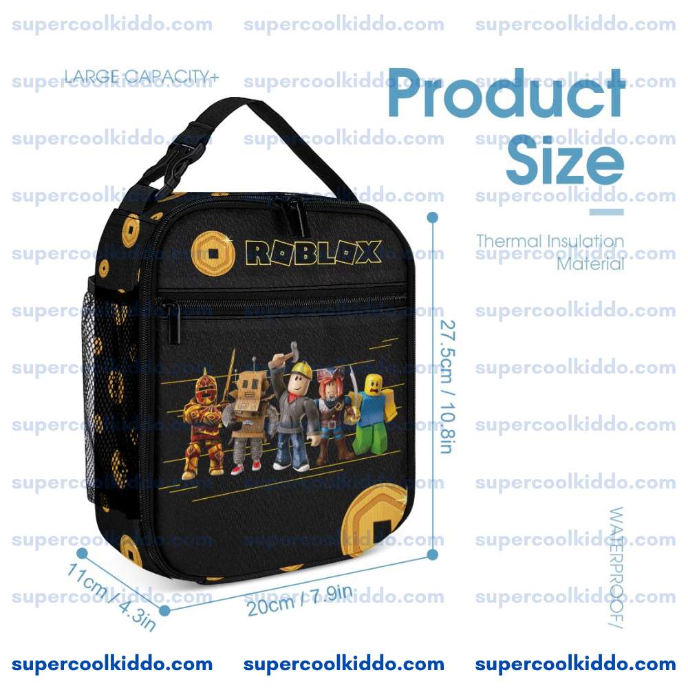 Custom Roblox 3-Piece Backpack Set – Personalized Kids School Bag, Lunch Box & Pencil Case