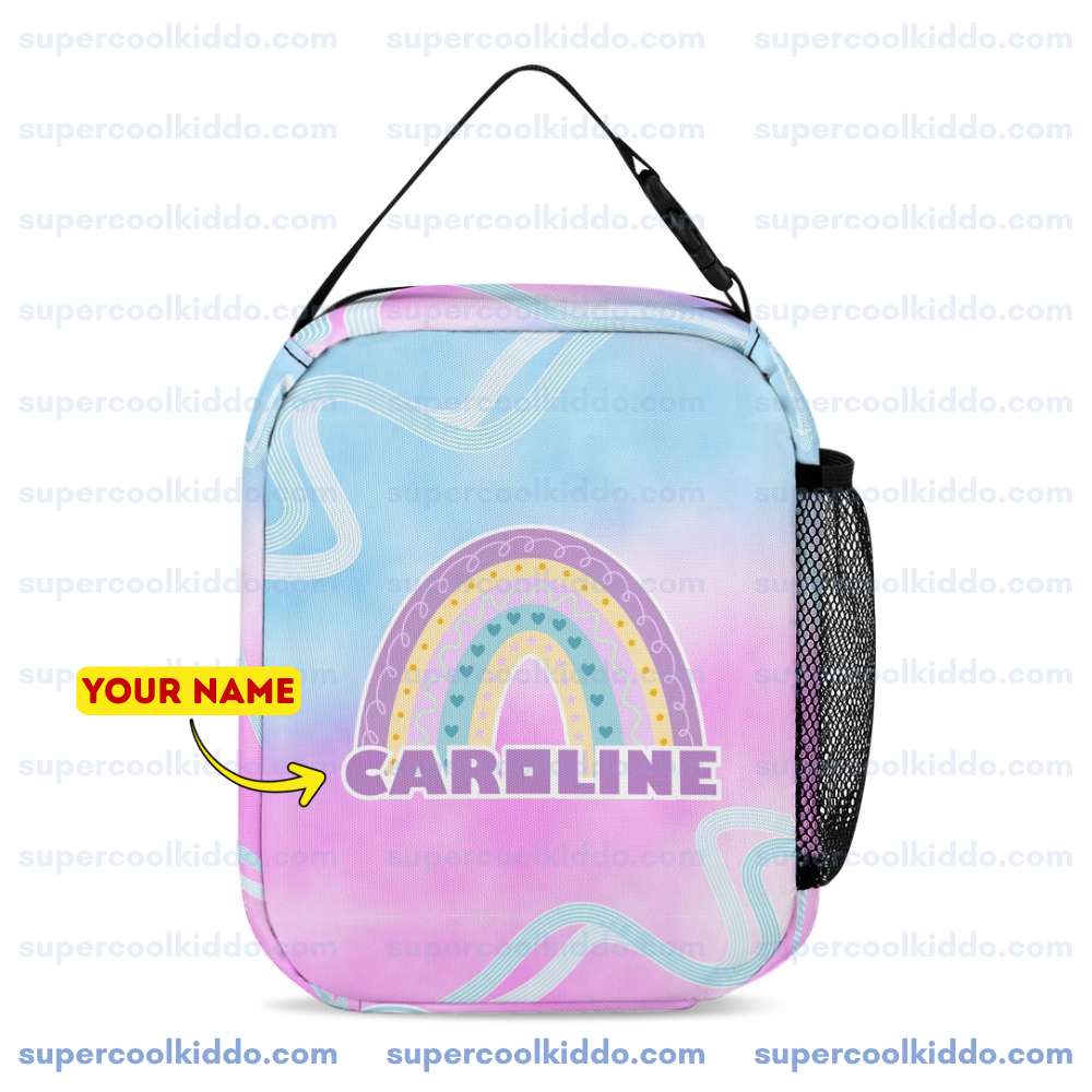 Personalized Roblox Pastel Rainbow 3-Piece Backpack Set – Custom Name School Bag, Lunch Box & Pencil Case