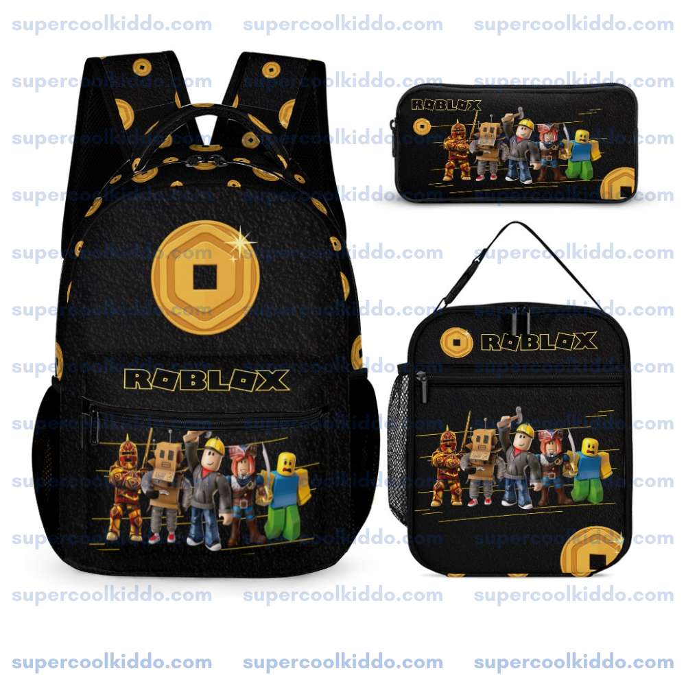 Custom Roblox 3-Piece Backpack Set – Personalized Kids School Bag, Lunch Box & Pencil Case