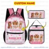 Personalized Roblox Girl Power 3-Piece Backpack Set – Custom Name School Bag, Lunch Box & Pencil Case