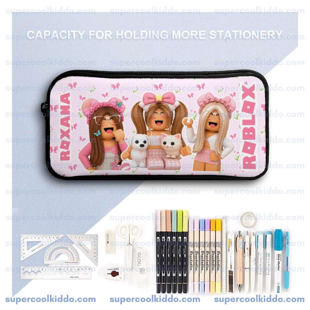 Personalized Roblox Girl Power 3-Piece Backpack Set – Custom Name School Bag, Lunch Box & Pencil Case