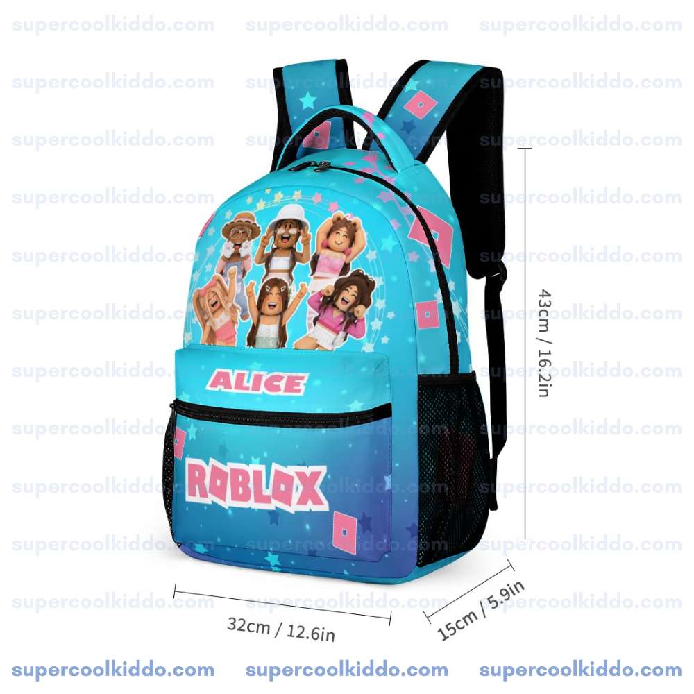 Personalized Roblox Star Girl 3-Piece Backpack Set – Custom Name School Bag, Lunch Box & Pencil Case