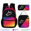 BriannaPlayz Crown Rainbow Gradient 3 Piece Backpack Set, Ergonomic School, College and Work Bag, Insulated Lunch Box and Pencil Case Bundle