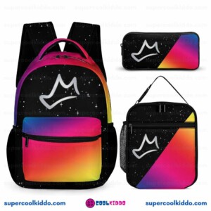 BriannaPlayz Crown Rainbow Gradient 3 Piece Backpack Set, Ergonomic School, College and Work Bag, Insulated Lunch Box and Pencil Case Bundle Cool Kiddo 10 BriannaPlayz Crown Rainbow Gradient 3 Piece Backpack Set, Ergonomic School, College and Work Bag, Insulated Lunch Box and Pencil Case Bundle