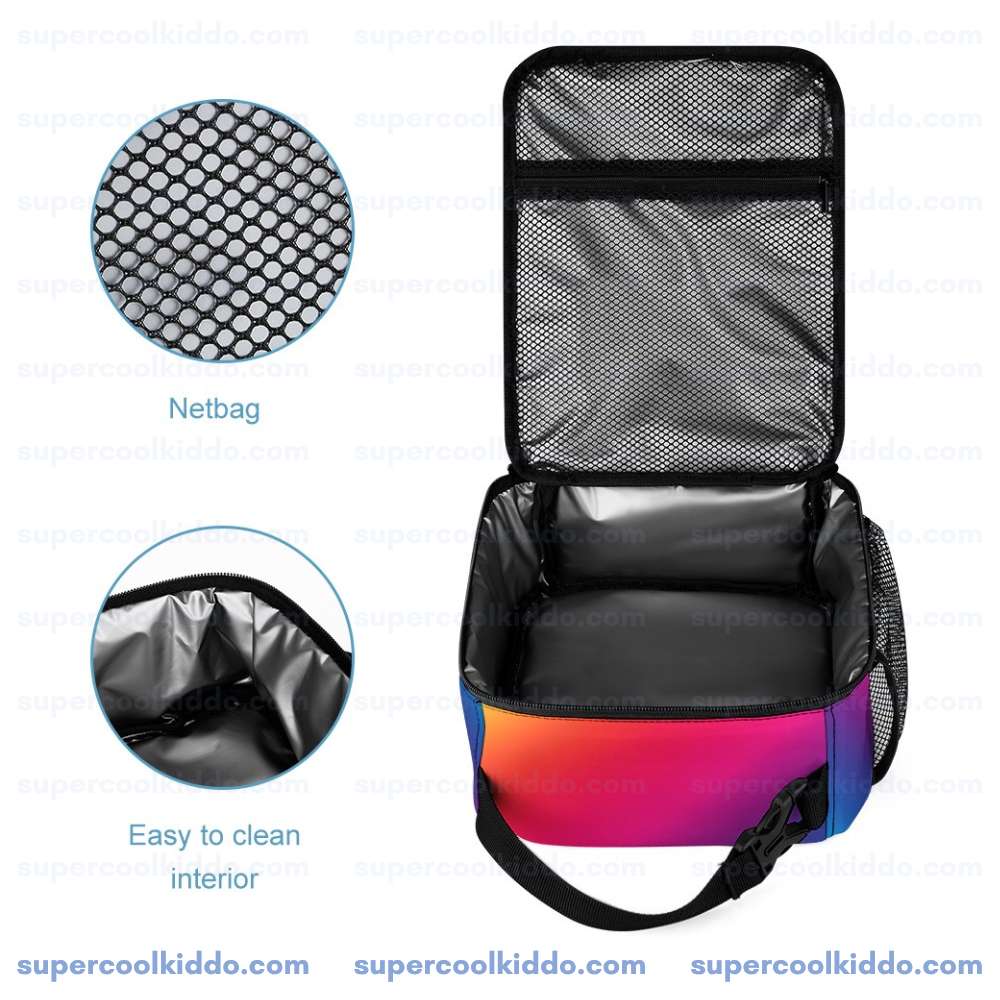 BriannaPlayz Crown Rainbow Gradient 3 Piece Backpack Set, Ergonomic School, College and Work Bag, Insulated Lunch Box and Pencil Case Bundle