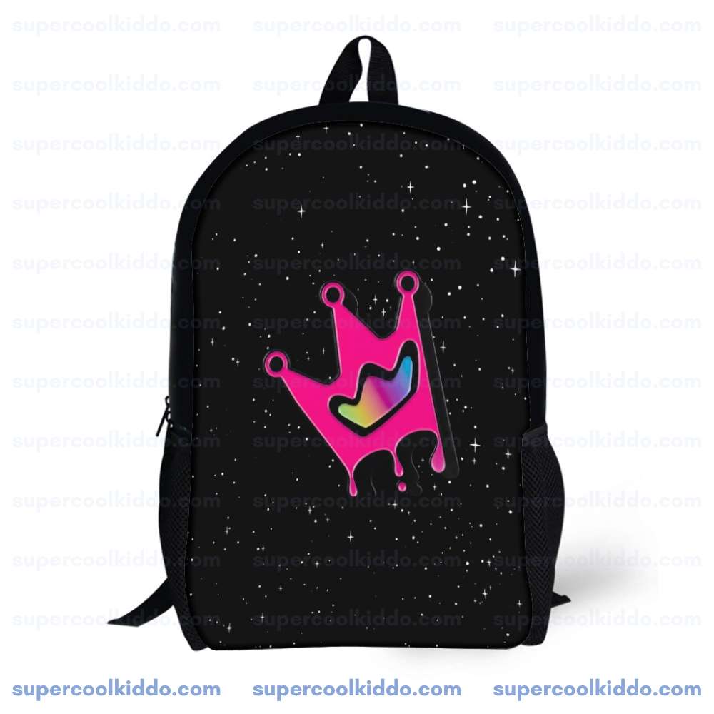BriannaPlayz, Pink Dripping Crown Gamer Backpack, Kids & Girls School Daypack and Travel Bag