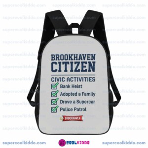 Brookhaven Citizen Meme Backpack, Funny Gamer School Bag with Civic Activities Checklist, 17 Inch Heavy Duty Gaming Bookbag