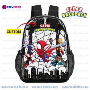 Clear Backpack for Kids. Spider Web Superhero Team Transparent School Bag, Durable PVC Heavy Duty Bookbag for Toddlers and Boys, Lightweight Daypack 17 Inch Cool Kiddo 10 Clear Backpack for Kids. Spider Web Superhero Team Transparent School Bag, Durable PVC Heavy Duty Bookbag for Toddlers and Boys, Lightweight Daypack 17 Inch