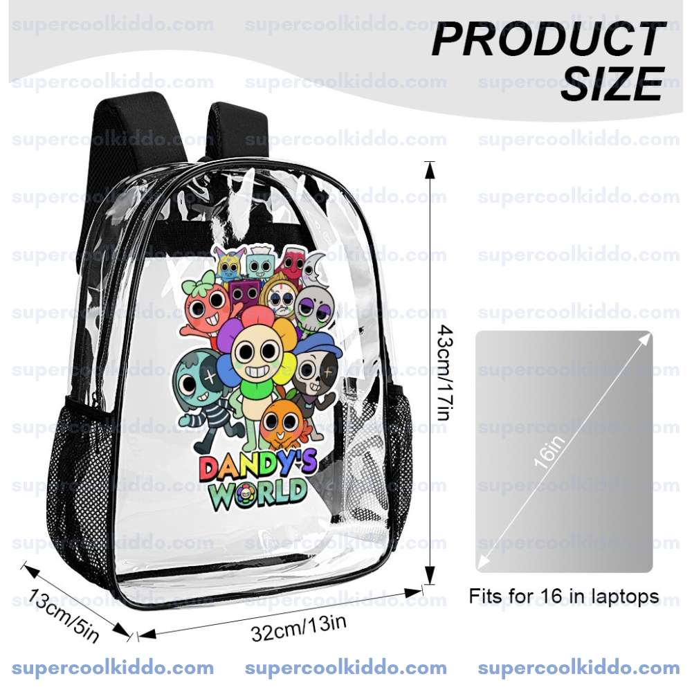 Custom Dandy’s World Roblox Clear Backpack – Personalized Name Cool Kiddo 12 Custom Dandy's World Roblox Clear Backpack – Personalized Name