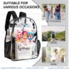 Custom Name Lalaloopsy Transparent Backpack, Waterproof Clear Vinyl School Bag with Cute Rag Dolls, Heavy Duty Kids Cute Daypack
