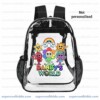 Personalized Dandys World Clear Backpack, Custom Name Roblox Toons Characters Transparent School Bag, Durable PVC Heavy Duty Bookbag for Kids