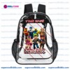 Custom Name Transparent Roblox Gaming Backpack, Waterproof Clear Vinyl School Bag with Roblox Toy Avatars, Heavy Duty Personalized Gamer Daypack