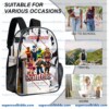Custom Name Transparent Roblox Gaming Backpack, Waterproof Clear Vinyl School Bag with Roblox Toy Avatars, Heavy Duty Personalized Gamer Daypack