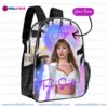 Custom Taylor Swift Clear Backpack. Personalized Name Transparent Bag for Swifties, Eras Tour Concert Approved Vinyl Backpack, Pastel Aurora Design