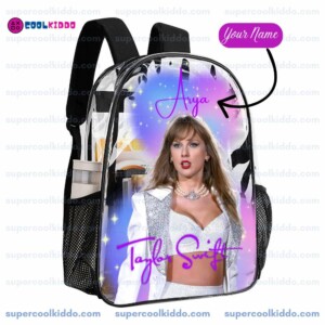Custom Taylor Swift Clear Backpack. Personalized Name Transparent Bag for Swifties, Eras Tour Concert Approved Vinyl Backpack, Pastel Aurora Design