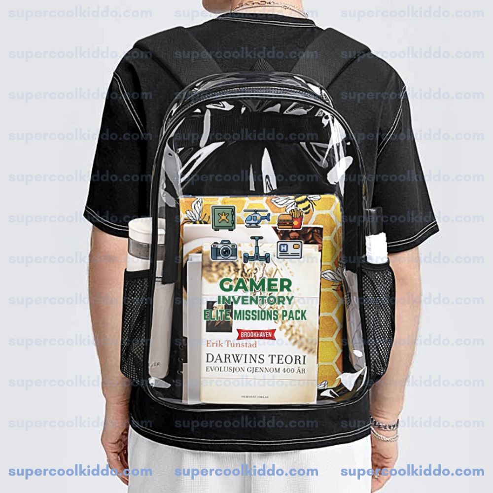Roblox Brookhaven Clear Backpack, Gamer Inventory Elite Missions Pack Transparent School Bag, Durable PVC Heavy Duty Bookbag for Kids and Teens