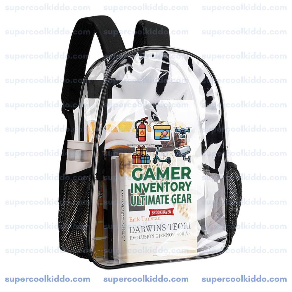 Roblox Brookhaven Clear Backpack, Gamer Inventory Ultimate Gear Transparent School Bag, Durable PVC Heavy Duty Bookbag for Kids and Teens