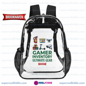 Roblox Brookhaven Clear Backpack, Gamer Inventory Ultimate Gear Transparent School Bag, Durable PVC Heavy Duty Bookbag for Kids and Teens