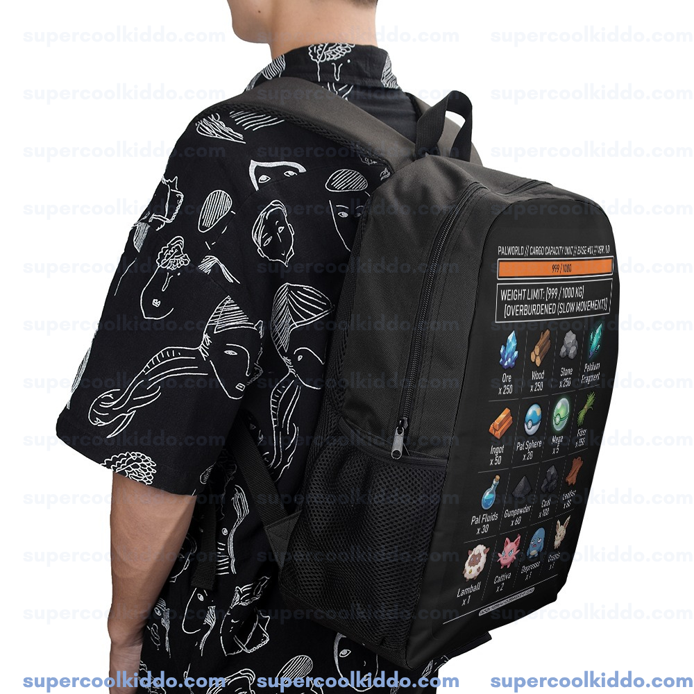 Palworld Inventory Gamer Backpack, Overburdened Theme School Daypack