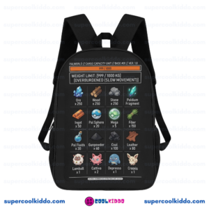 Palworld Inventory Gamer Backpack, Overburdened Theme School Daypack Cool Kiddo 10 Palworld Inventory Gamer Backpack, Overburdened Theme School Daypack
