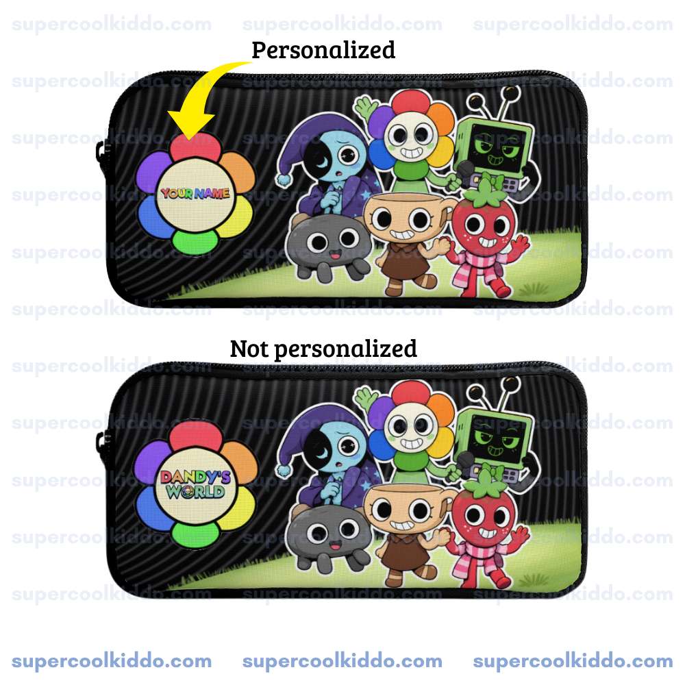 Personalized Black Dandys World Roblox Toons 3 Piece Backpack Set, Ergonomic Kids School Bag, Insulated Lunch Box and Pencil Case Bundle