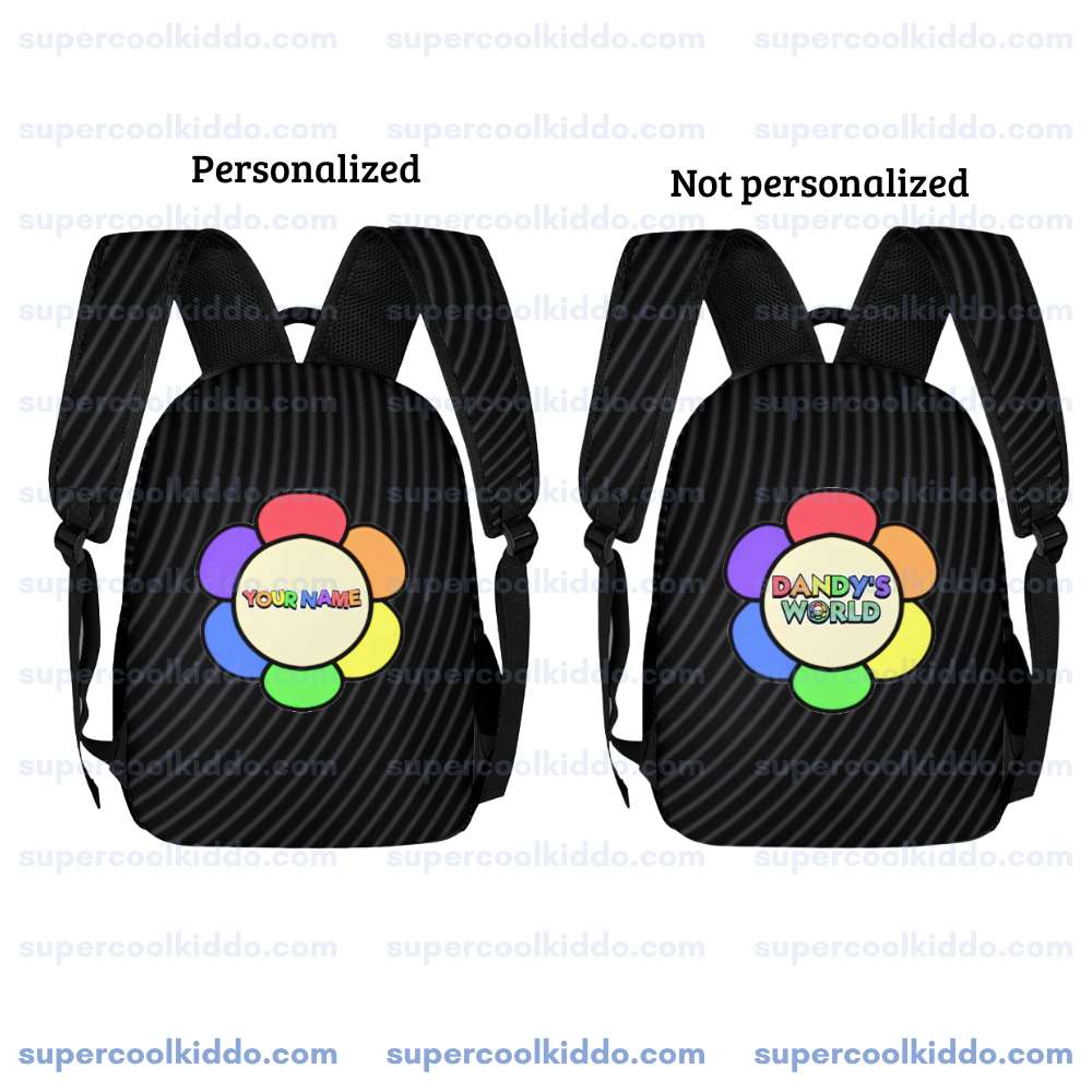 Personalized Black Dandys World Roblox Toons 3 Piece Backpack Set, Ergonomic Kids School Bag, Insulated Lunch Box and Pencil Case Bundle