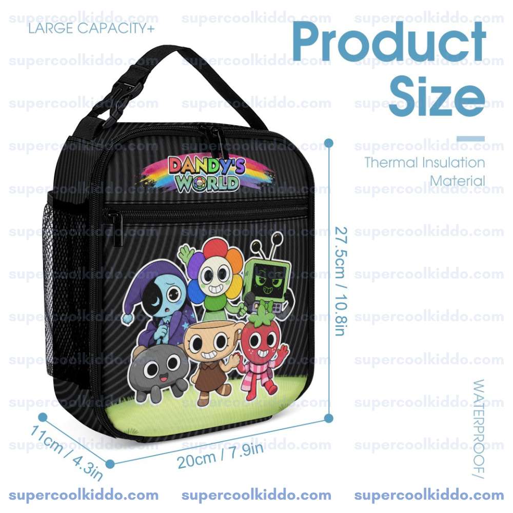 Personalized Black Dandys World Roblox Toons 3 Piece Backpack Set, Ergonomic Kids School Bag, Insulated Lunch Box and Pencil Case Bundle