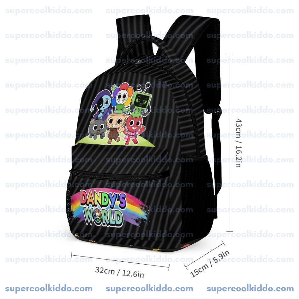 Personalized Black Dandys World Roblox Toons 3 Piece Backpack Set, Ergonomic Kids School Bag, Insulated Lunch Box and Pencil Case Bundle