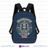 Gamer School Backpack, Brookhaven Citizen Vintage Crest Blue Bookbag, 17 Inch Heavy Duty Polyester Gaming Travel Pack