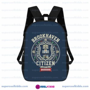Gamer School Backpack, Brookhaven Citizen Vintage Crest Blue Bookbag, 17 Inch Heavy Duty Polyester Gaming Travel Pack