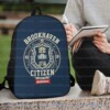Gamer School Backpack, Brookhaven Citizen Vintage Crest Blue Bookbag, 17 Inch Heavy Duty Polyester Gaming Travel Pack