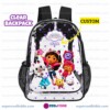 Personalized Gabbys Dollhouse Clear Backpack, Custom Name Magical Cat Cartoon Transparent School Bag, Durable PVC Heavy Duty Bookbag for Girls