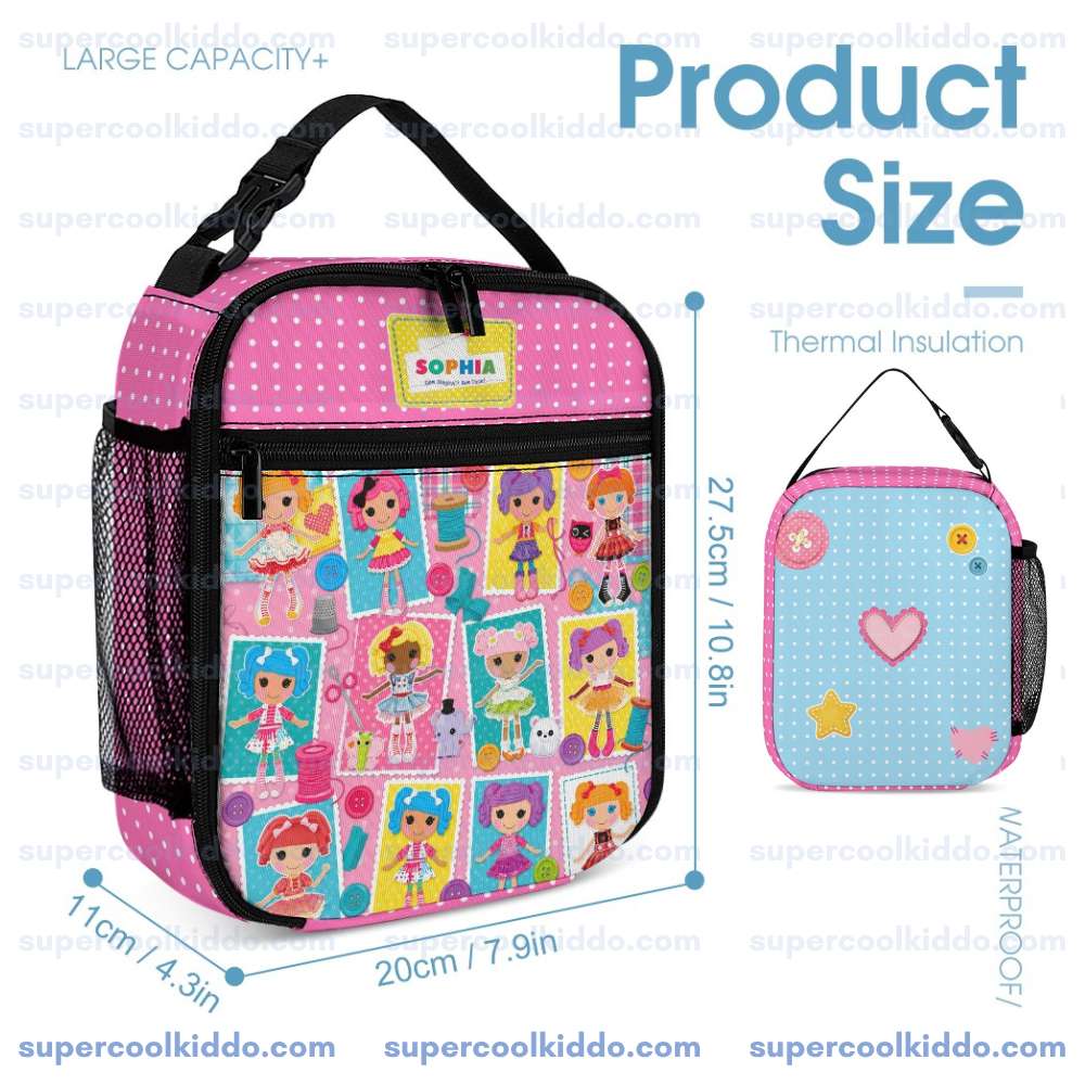 Personalized Lalaloopsy 3-Piece Backpack Set – Ergonomic Kids School Bag, Insulated Lunch Box & Pencil Case Bundle
